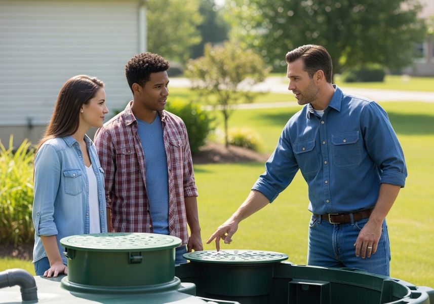 Homeowners Inspecting Septic Tank