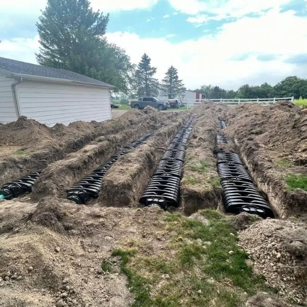 Septic tanks in a field