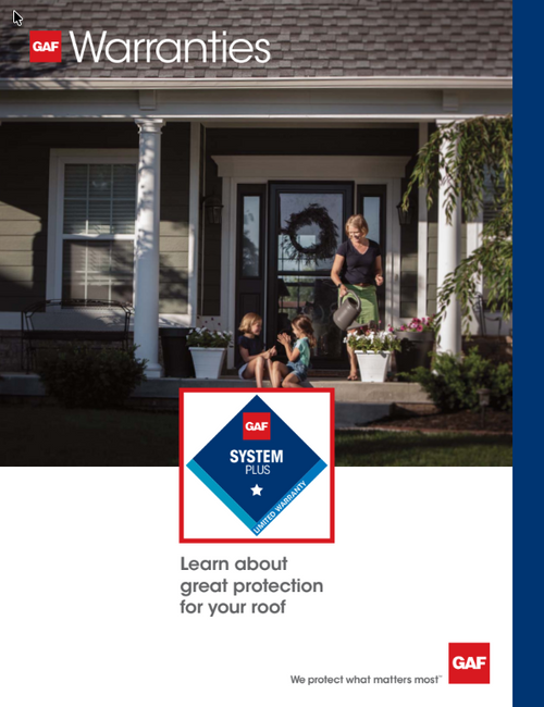 The cover page of the GAF Warranty Brochure The cover page of the GAF Warranty Brochure