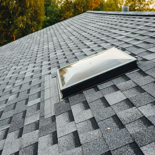 Shiny, clean shingles and skylight