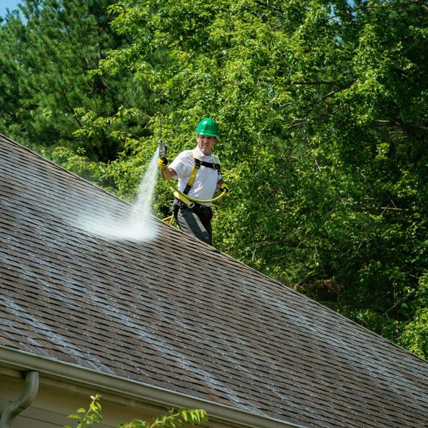 roofing being sprayed