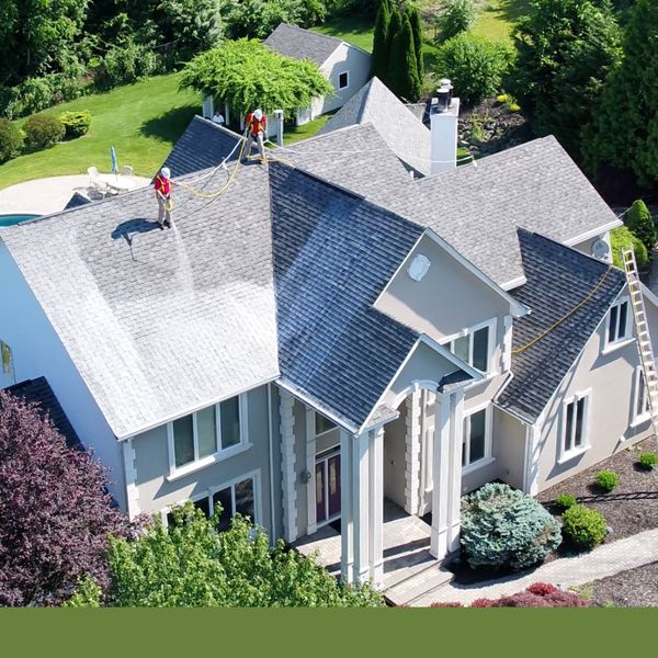 Aerial view of a how getting a roof treatment