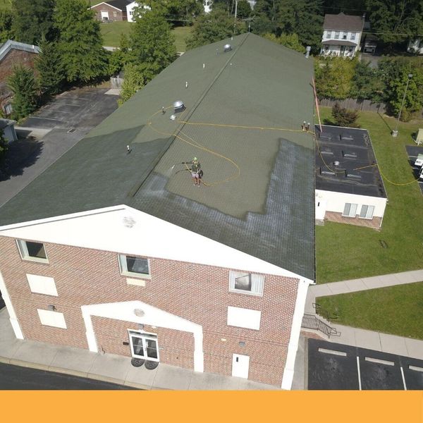 arial view of roof shampooing