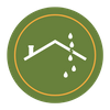 icon of a roof with a leak and water droplets