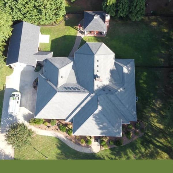 aerial view of a roof