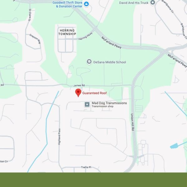 Map of Guaranteed Roof service area