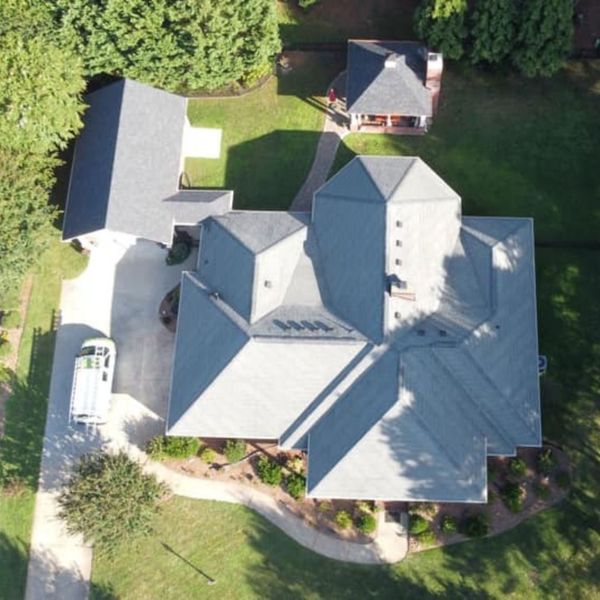aerial view of a roof