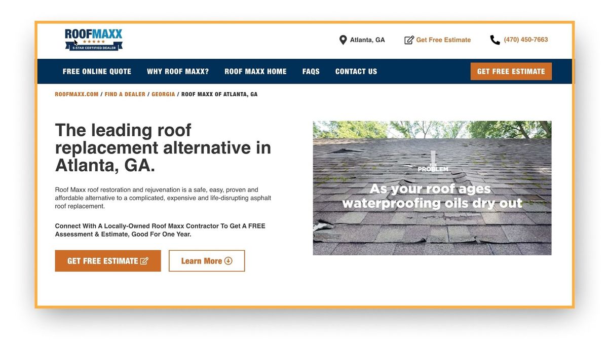 Screenshot of Roof Maxx of Atlanta homepage Screenshot of Roof Maxx of Atlanta homepage