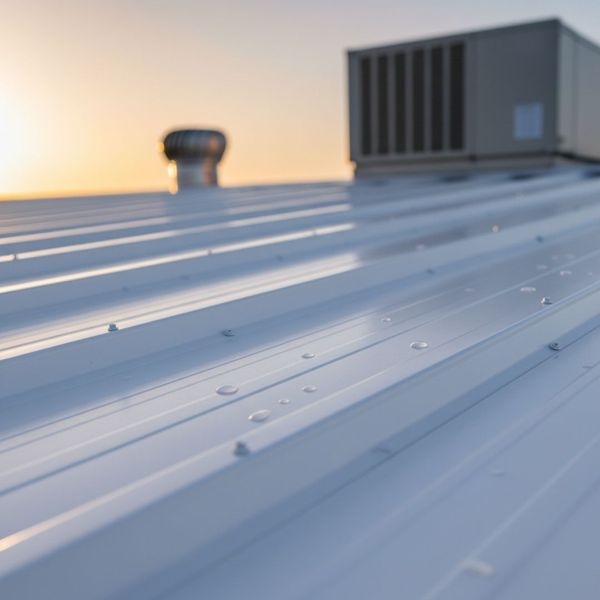 metal commercial roof with a roof sealer