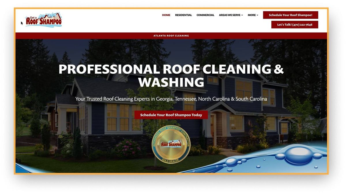 Screenshot of Roof Shampoo ATL homepage Screenshot of Roof Shampoo ATL homepage