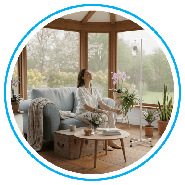 woman getting vitamin iv in home