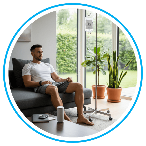 athlete receiving nad+ iv therapy