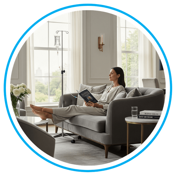 woman getting mobile iv therapy at home