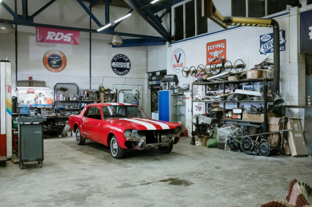 Image of a car in a garage