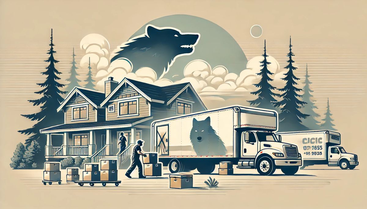 DALL·E 2025-12-10 07.58.42 - Create a wide, banner-style illustration featuring a moving truck parked in front of a home on a clear day. Movers are carrying boxes and furniture, a.jpg