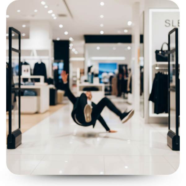 A customer slipping inside a clean retail store