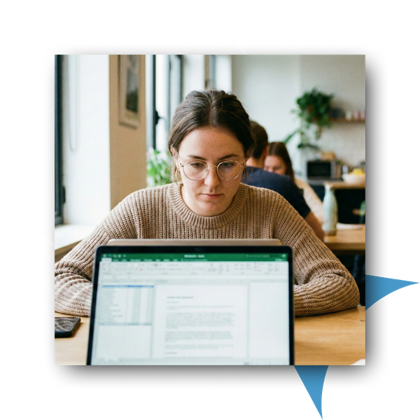 Woman working on a laptop