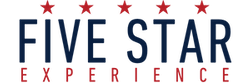 Graphic text logo that reads "FIVE STAR EXPERIENCE" with five red stars above the text.