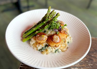 Scallops - blackened - charred asparagus - apple cider bourbon sauce.jpg