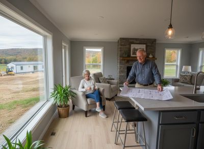 Couple reviewing home plans in new house