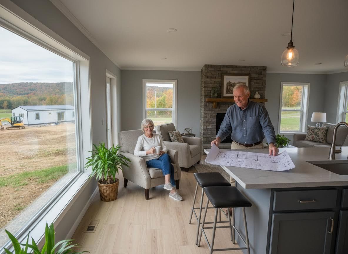 Couple reviewing home plans in new house