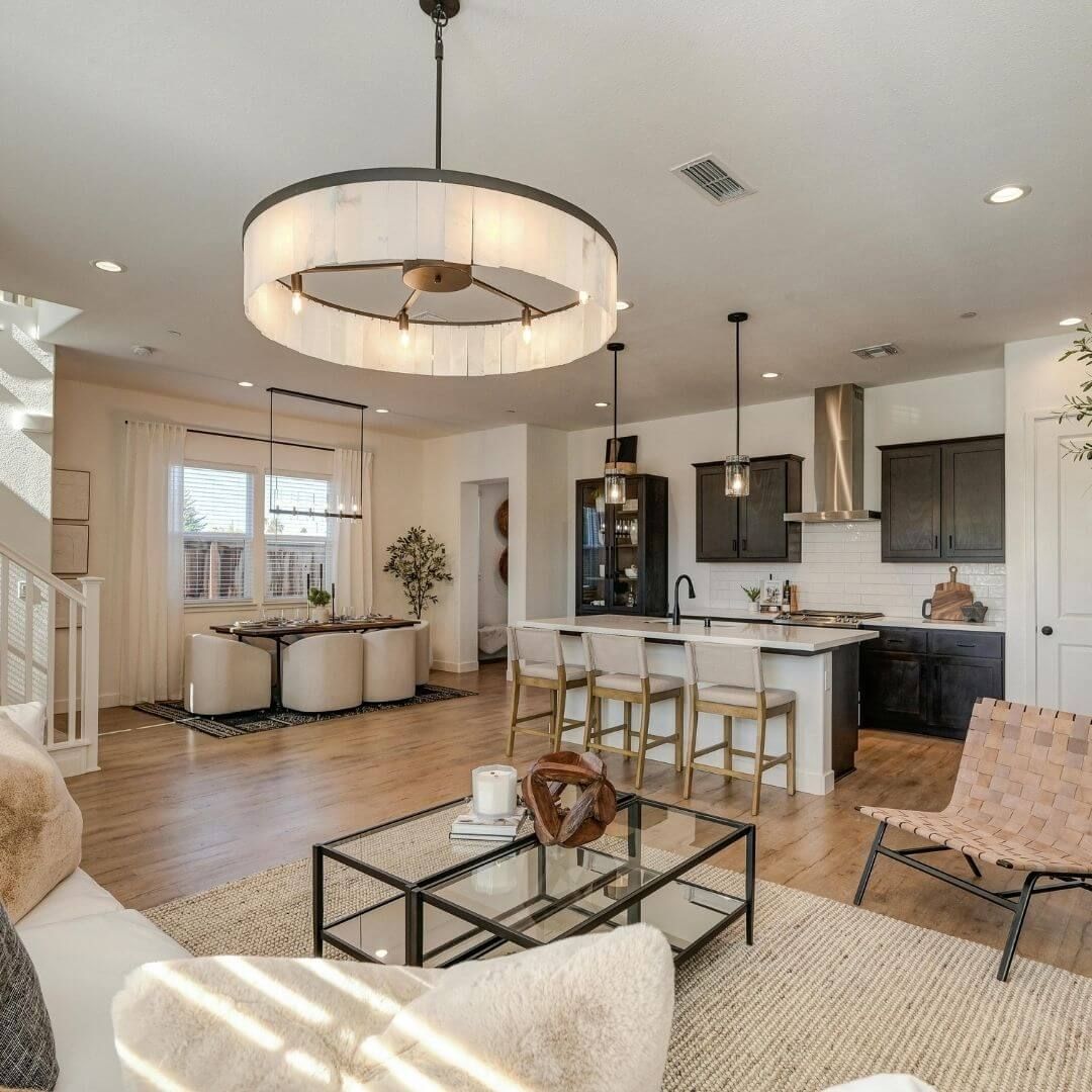 high-end kitchen and living area