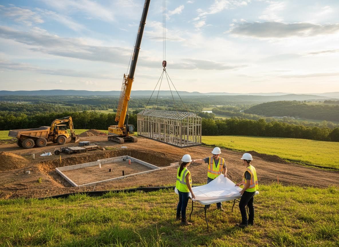Modular Home Construction with Crane and Project Team