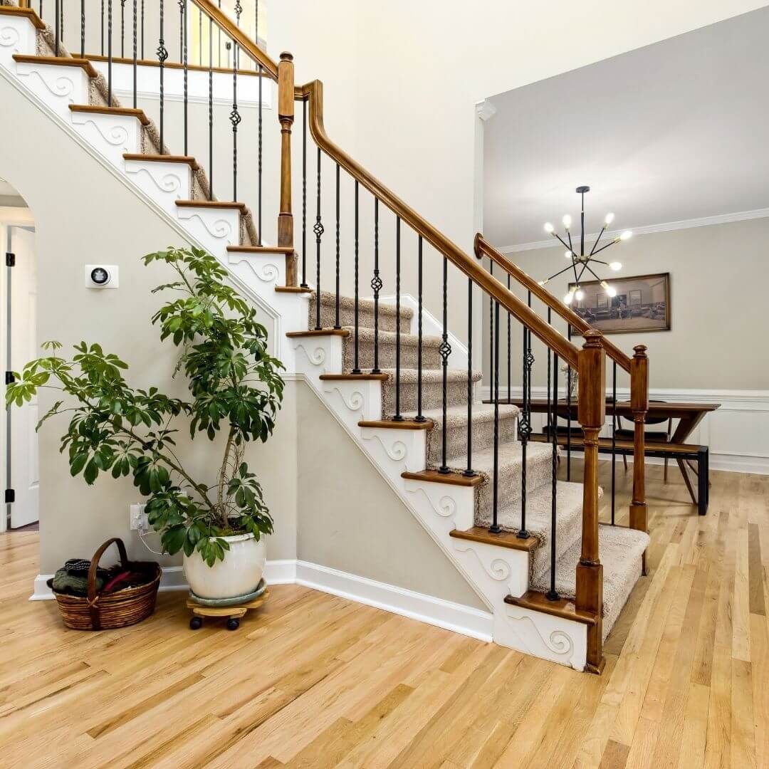 staircase in a new two-story home