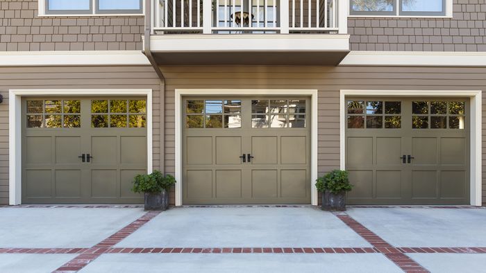 A garage with tinted windows