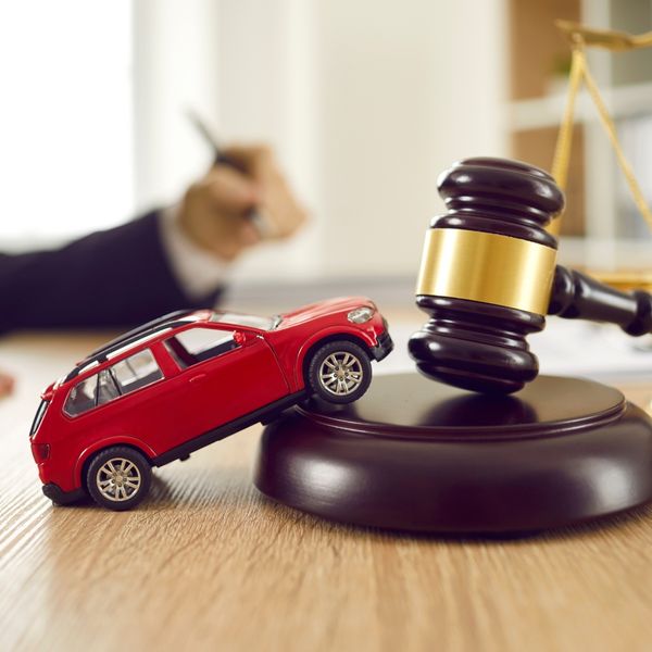 Toy car and gavel