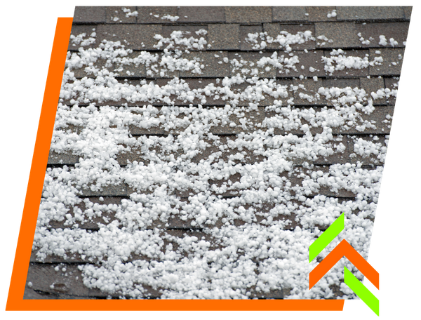 hail gathered on roof