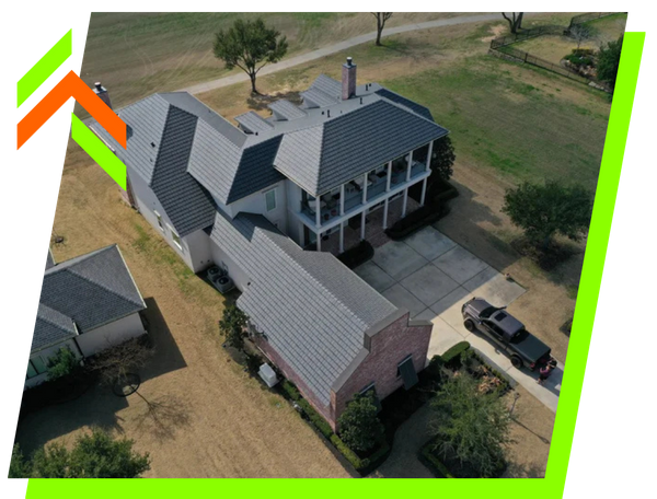 aerial view of new roofing