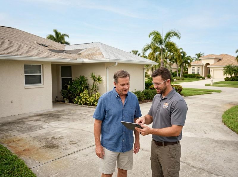 Service Professional and Homeowner Reviewing Plans on Tablet
