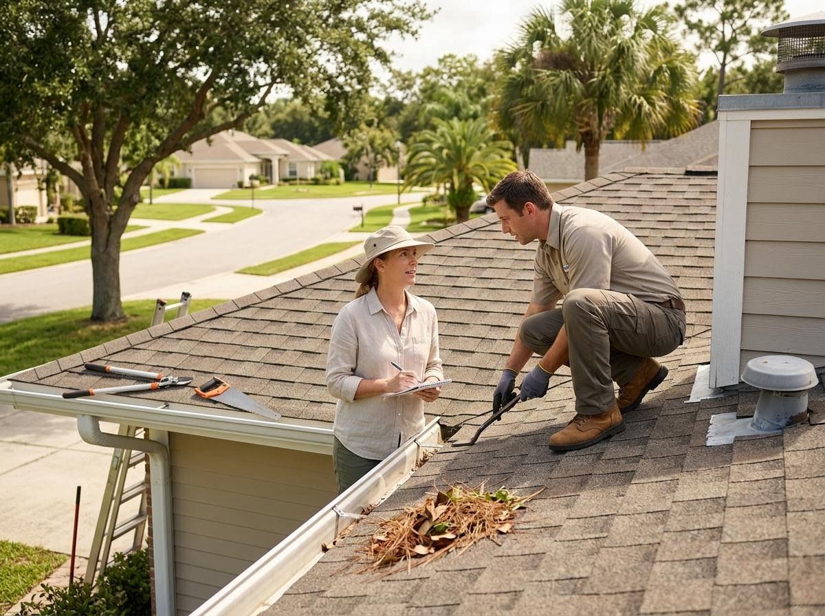 Gutter Cleaning and Inspection on a Residential Roof