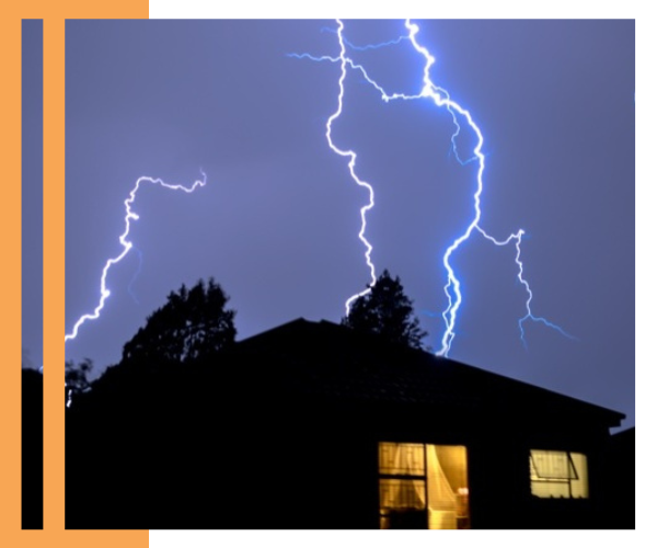 lightening striking near house