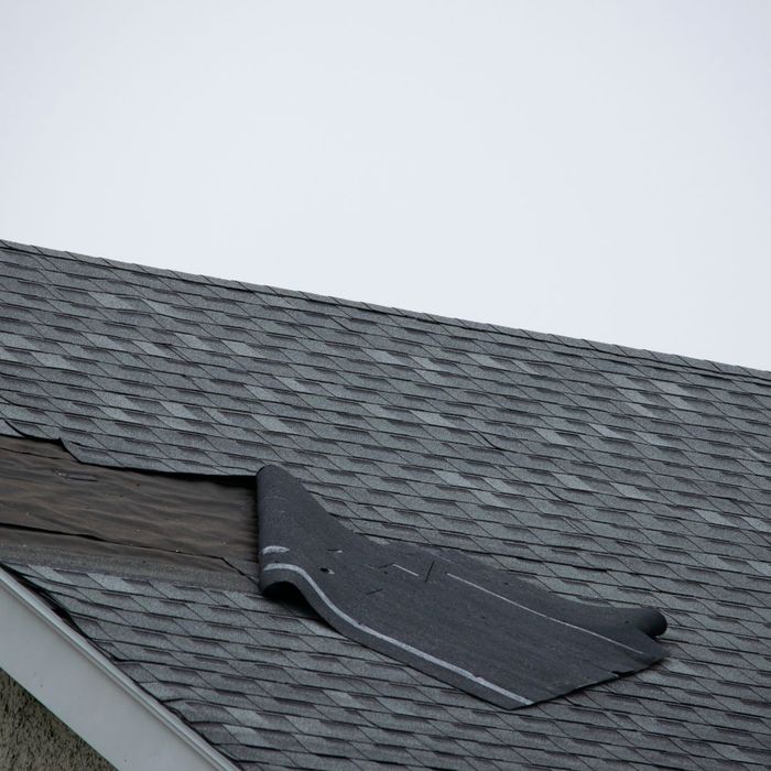 torn section of shingles