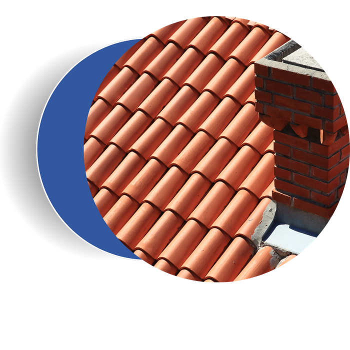 A nice tiled roof with a chimney