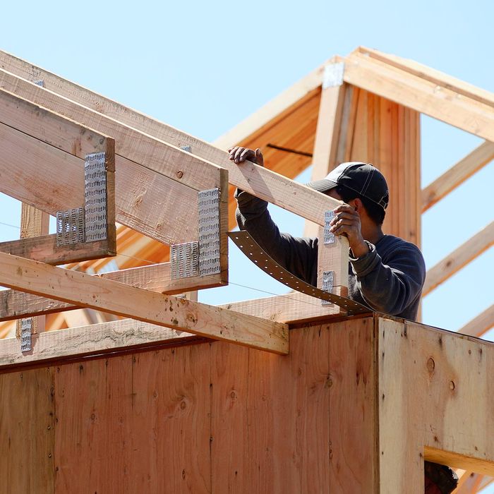 roofer building a roof frame