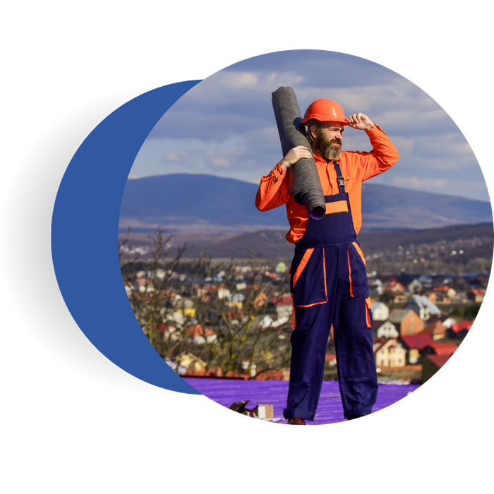 Worker standing on roof in California