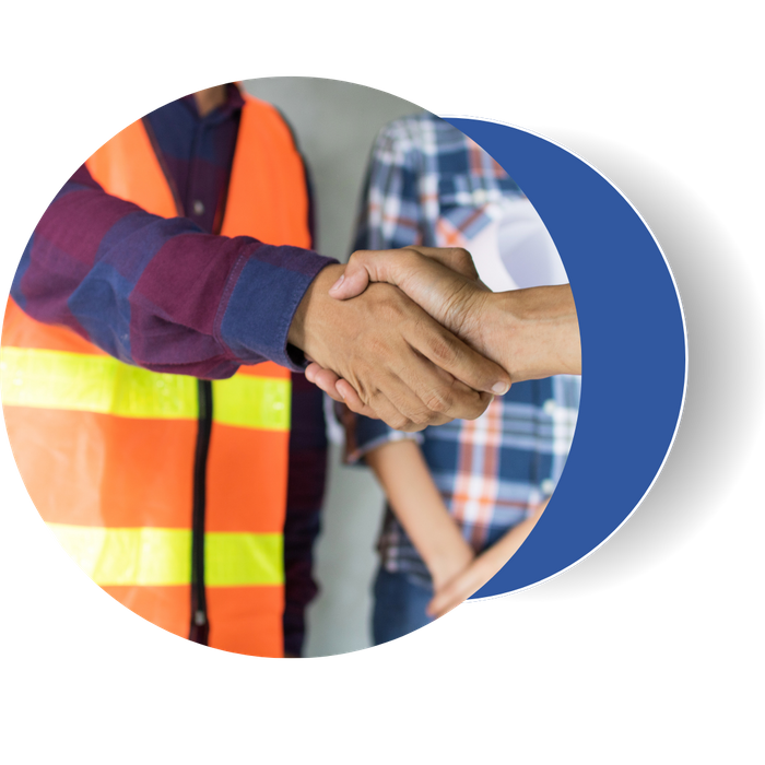 A contractor shaking hands with a customer