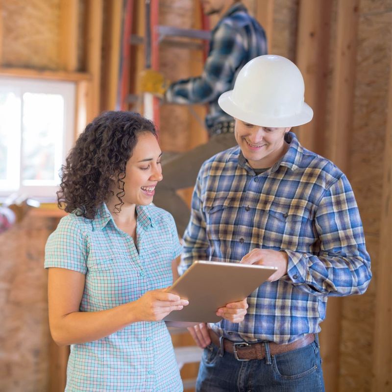 remodeler talking with client