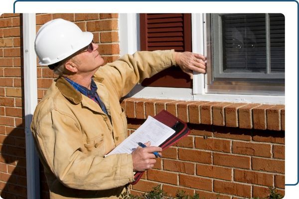 home inspector checking a window