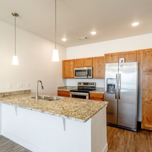 Kitchen with stainless steel appliances