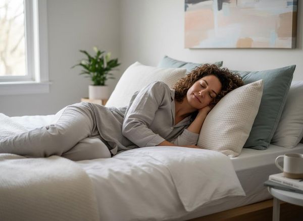 person resting on a bed
