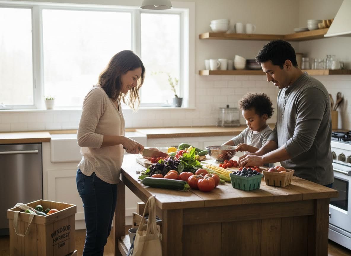 Family Preparing Healthy Meal in a Bright Kitchen