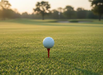 golf ball on a tee in the grass