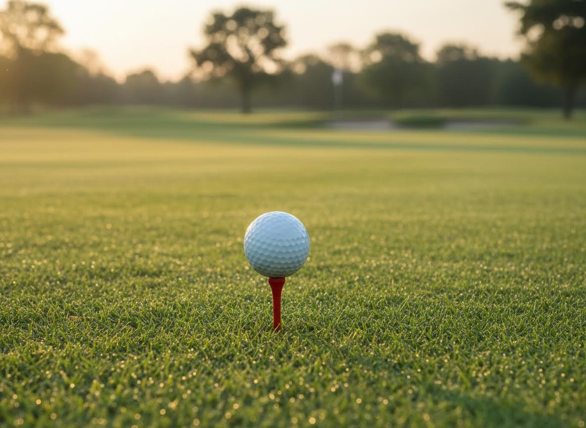golf ball on a tee in the grass