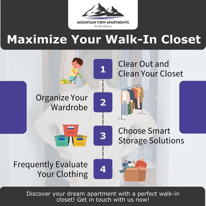 Infographic that gives steps on how to maximize your walk-in closet