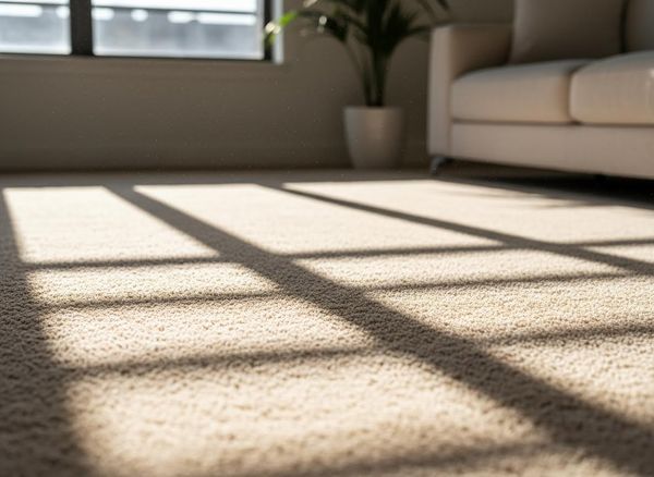 Sun streaming across tan carpet