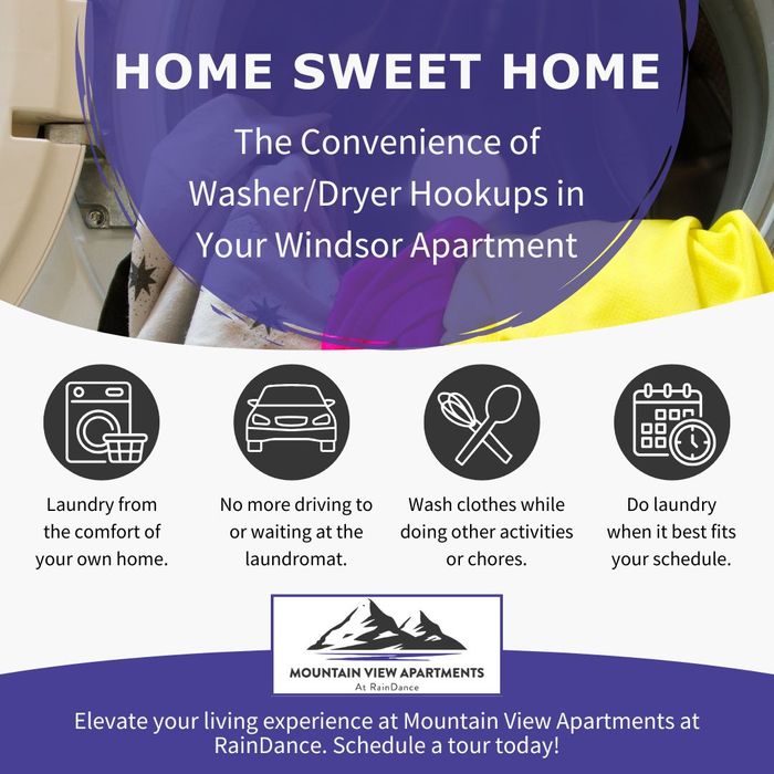 Infographic listing the ways washer and dryer hookups improve apartment living